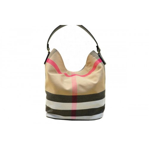 Burberry Medium Brit Check Hobo Bag B8931 Zwart