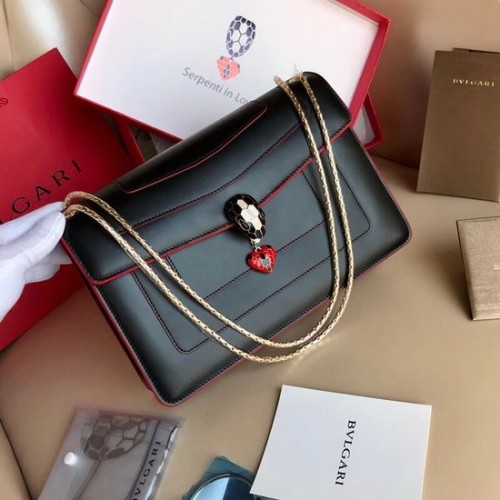 Bvlgari Forever serpenti in love Originele kalfsleren schoudertas 2466 zwart