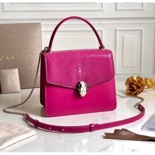 Bvlgari Serpenti Forever Pearl fish skin&Calfskin Leren kleine crossbody tas 288687 roze