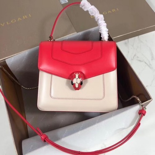 Bvlgari Serpenti Forever leren kleine crossbody tas 288687 rood&wit