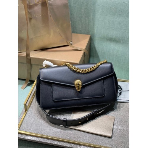 Bvlgari Serpenti Forever leren kleine crossbody tas 292833 zwart
