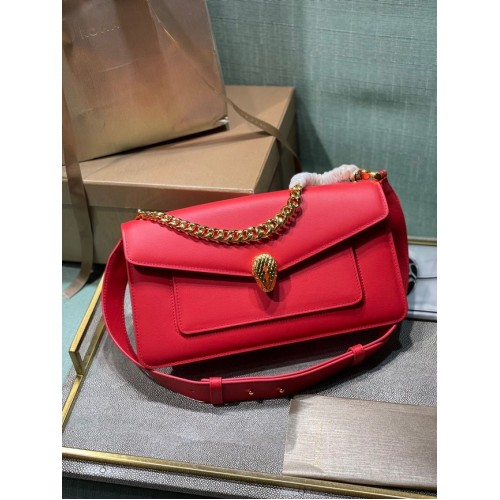 Bvlgari Serpenti Forever leren kleine crossbody tas 292833 rood
