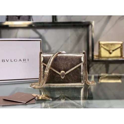 Bvlgari Serpenti Forever leren kleine crossbody tas B210544 licht goud