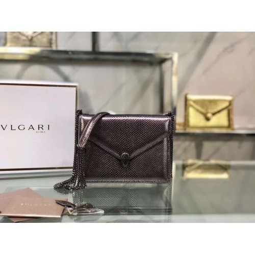 Bvlgari Serpenti Forever leren kleine crossbody tas B210544 zilvergrijs