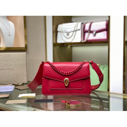 Bvlgari Serpenti Forever leren kleine crossbody tas B210762 rood