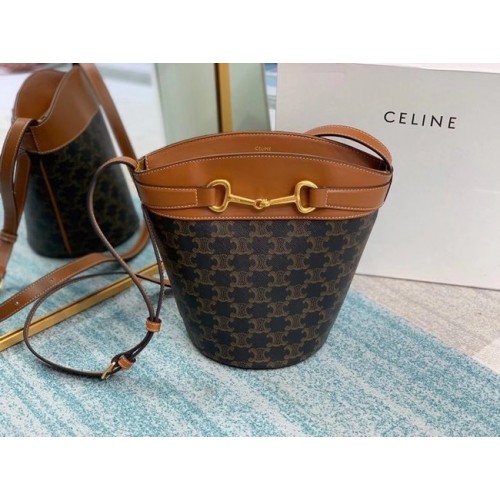 CELINE MEDIUM TAMBOUR TAS IN TRIOMPHE CANVAS 192072 bruin
