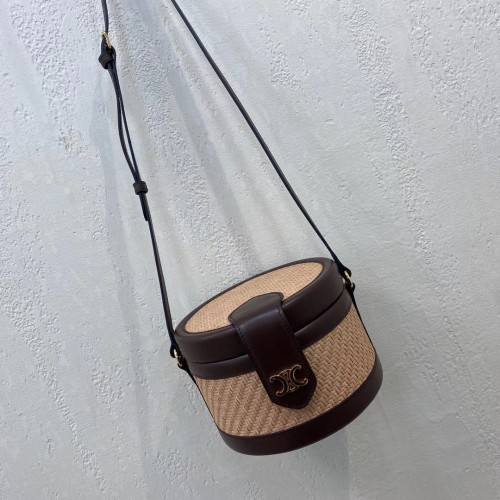 CELINE MEDIUM TAMBOUR TAS IN TRIOMPHE CANVAS 195192 bruin