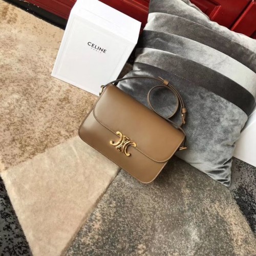 CELINE MEDIUM TRIOMPHE TAS VAN GLANZEND KALFSLEER CL87363 Camel