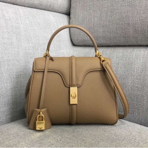 CELINE SMALL 16 TAS VAN GESATINEERD KALFSLEER 188003 Kaki