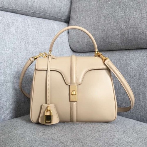 CELINE SMALL 16 TAS VAN GESATINEERD KALFSLEER 188003 creme