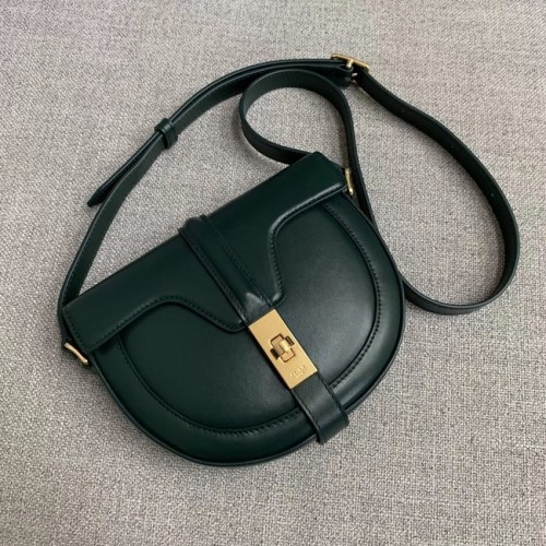 CELINE KLEINE BESACE 16 TAS IN GESATINEERDE KALFSLEER CROSS BODY 188013 GROEN