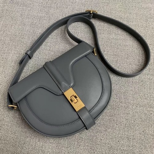 CELINE KLEINE BESACE 16 TAS IN GESATINEERDE KALFSLEER CROSS BODY 188013 GRIJS