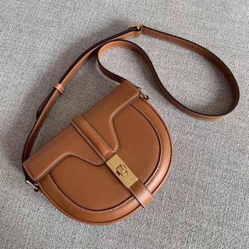 CELINE KLEINE BESACE 16 TAS VAN GESATINEERD KALFSLEER CROSS BODY 188013 TAN