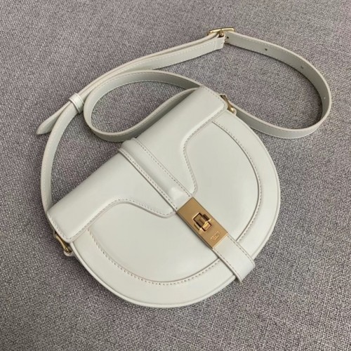 CELINE KLEINE BESACE 16 TAS IN GESATINEERDE KALFSLEER CROSS BODY 188013 WIT