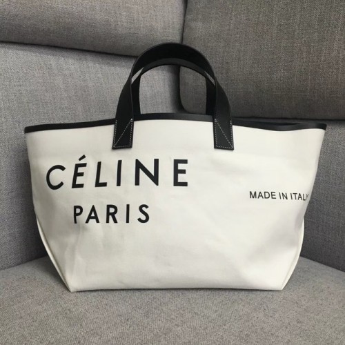 CELINE SMALL GEMAAKT IN TOTE IN TEXTIL 83181 WIT ZWART