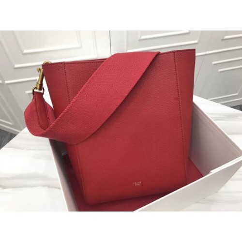 CELINE Sangle Seau tas in suède leer C3371S rood