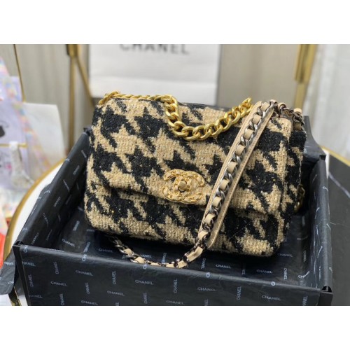CHANEL 19 Flap Bag AS1160 Zwart&abrikoos