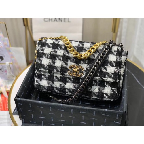 CHANEL 19 Flap Bag AS1161 Zwart-wit