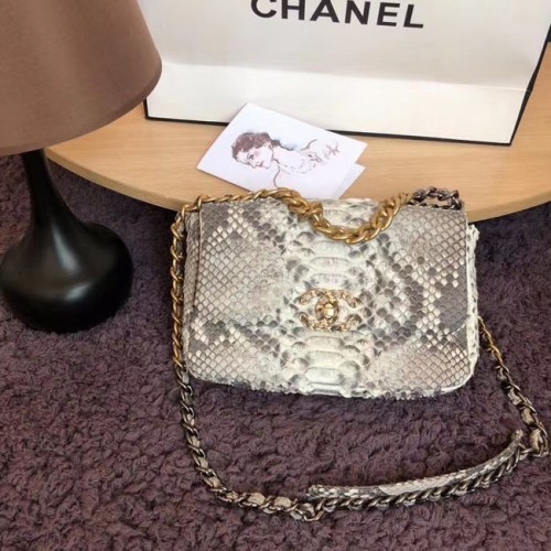 CHANEL 19 Flap Bag Originele slangenhuid flap bag AS1160 grijs