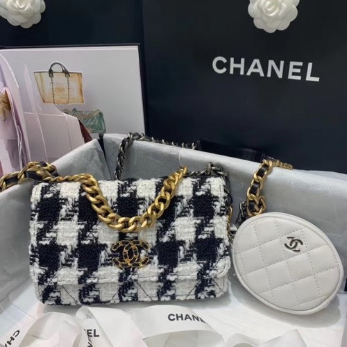 CHANEL 19 Flap Bag WOC 33817 wit&zwart