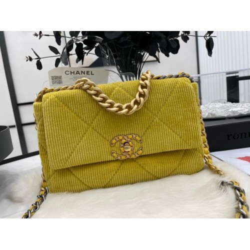 CHANEL 19 HANDTAS Corduroy AS1160 Groen