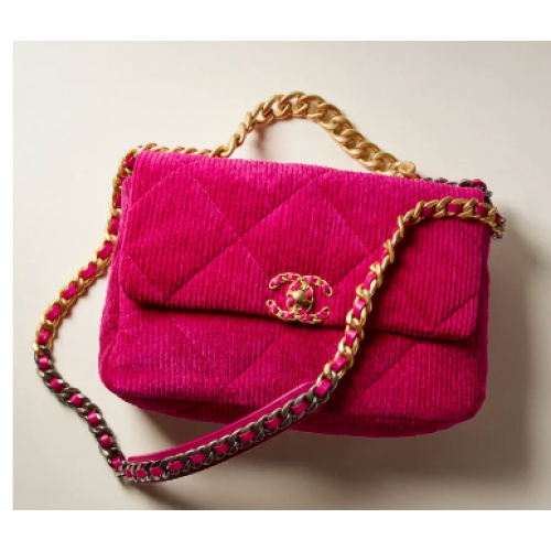 CHANEL 19 HANDTAS Corduroy AS1160&AS1161 Fuchsia