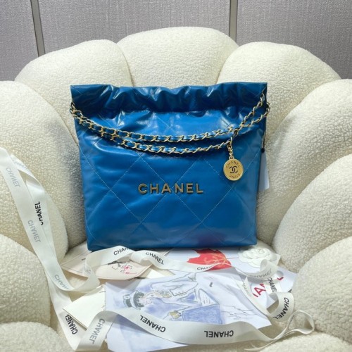 CHANEL 22 HANDTAS AS3260 blauw