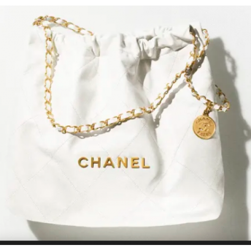 CHANEL 22 KLEINE HANDTAS AS3260 wit&goud Metaal