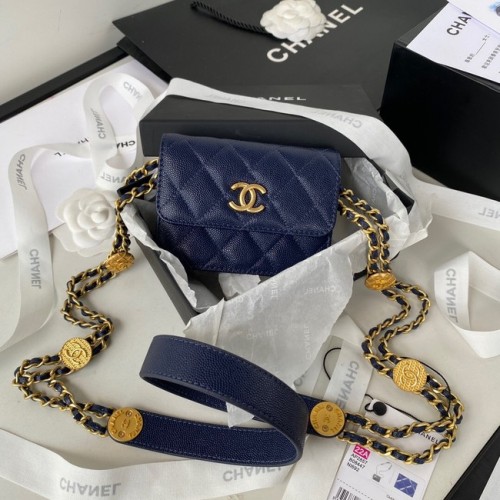 CHANEL KOPPELING MET KETTING AP2857 Marineblauw
