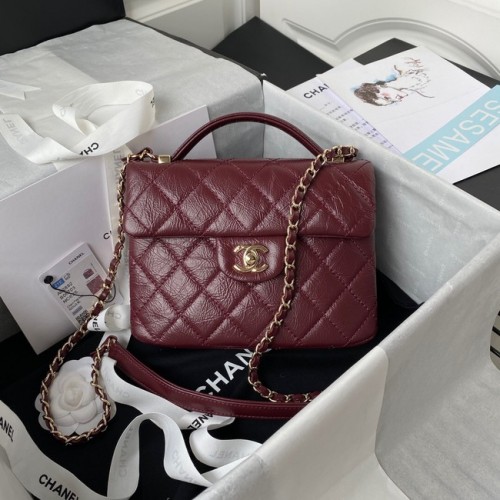 CHANEL Kalfsleren Flap Schoudertas AS2892 rood