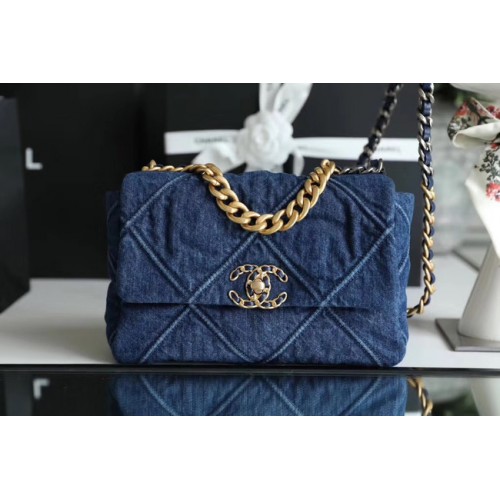 CHANEL Denim 19 Flap Bag AS1160 AS1161 AS1162 blauw