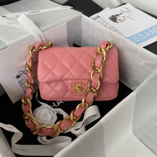 CHANEL FLAP TAS AS3214 roze