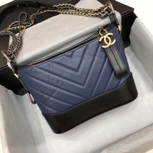 CHANEL GABRIELLE Originele lederen Hobo Bag A93841 blauw&zwart