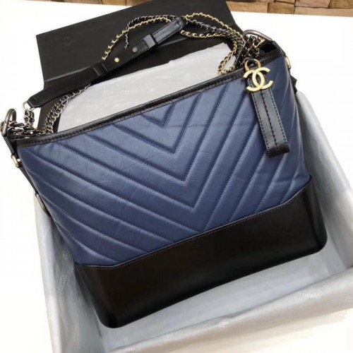 CHANEL GABRIELLE Originele lederen Hobo Bag A93842 blauw&zwart