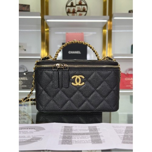CHANEL HANDTAS Kaviaar kalfsleer & goudkleurig metaal AP2805 zwart