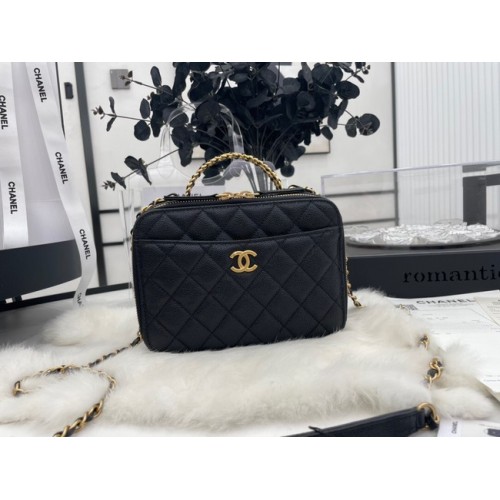 CHANEL HANDTAS Kaviaar kalfsleer & goudkleurig metaal AP3222 zwart