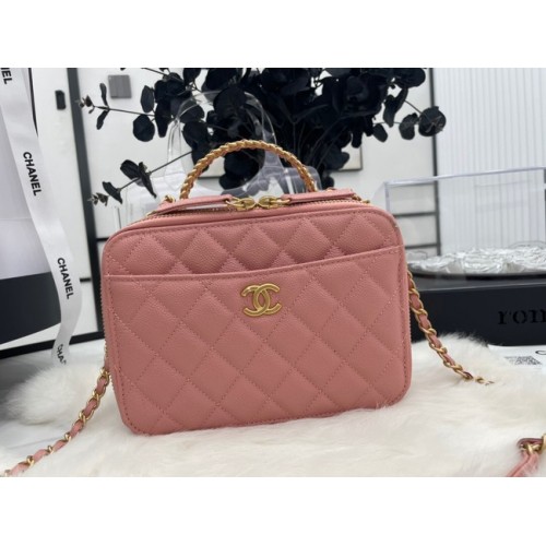 CHANEL HANDTAS Kaviaar kalfsleer & goudkleurig metaal AP3222 roze