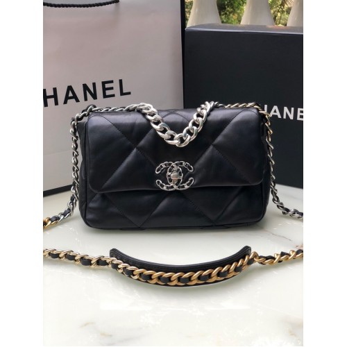 CHANEL Lamsvacht 19 Flap Bag AS1160 zwart