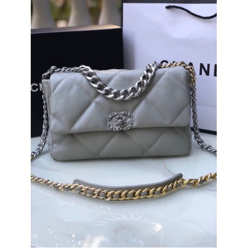 CHANEL Lamsvacht 19 Flap Bag AS1160N grijs