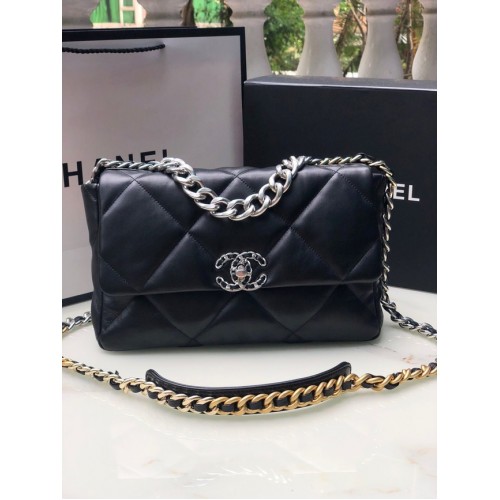 CHANEL Lamsvacht 19 Flap Bag AS1161 zwart