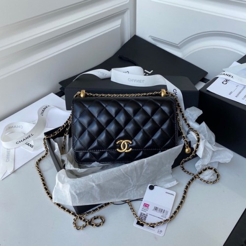 CHANEL Lambskin Flap Schoudertas AP2289 zwart