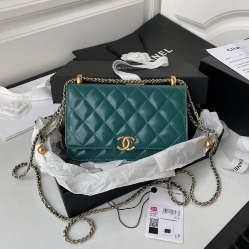 CHANEL Lambskin Flap Schoudertas AP2289 groen