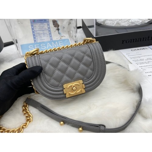 CHANEL MESSENGER TAS MINI BOY AS3351 grijs