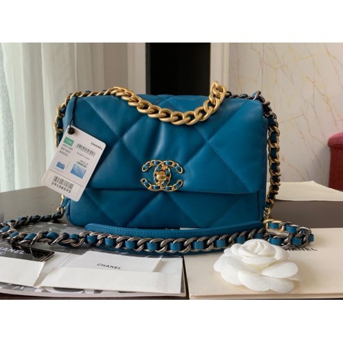 CHANEL Original Lambskin 19 Flap Bag AS1160 AS1161 Donkerblauw