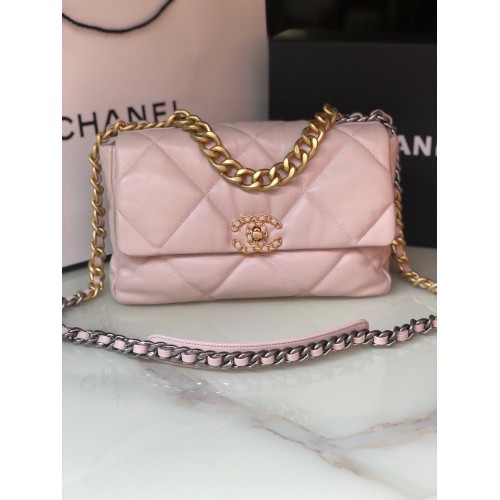 CHANEL Original Lambskin 19 Flap Bag AS1160 AS1161 lichtroze