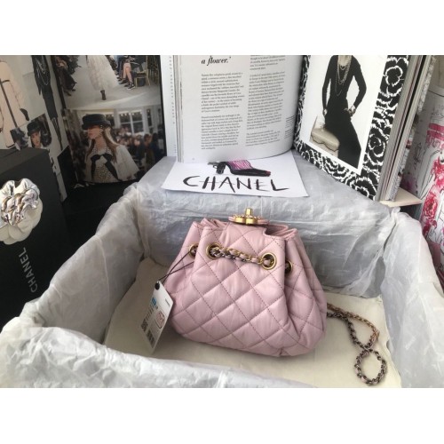 CHANEL Originele Leren Touw Tas AS1802 Roze