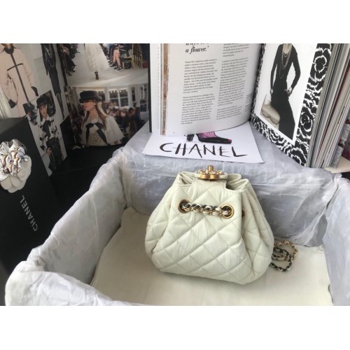 CHANEL Originele Leren Touwtas AS1802 Wit