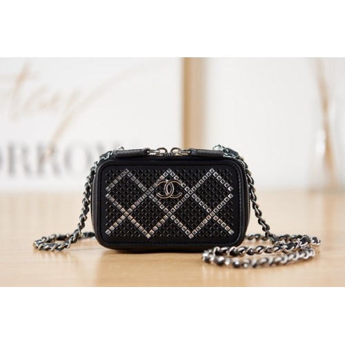 CHANEL KLEINE VANITY MET KETTING AS2856 zwart