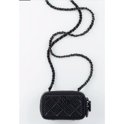 CHANEL KLEINE VANITY MET KETTING AS2856 blackblack-Tone Metal