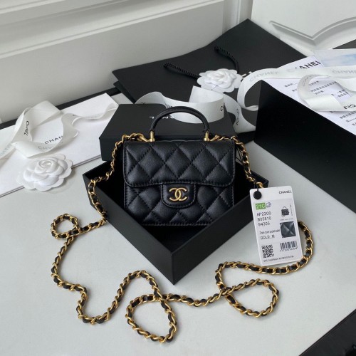 CHANEL Top Handle Micro Mini Wallet On Chain AP2200 Zwart